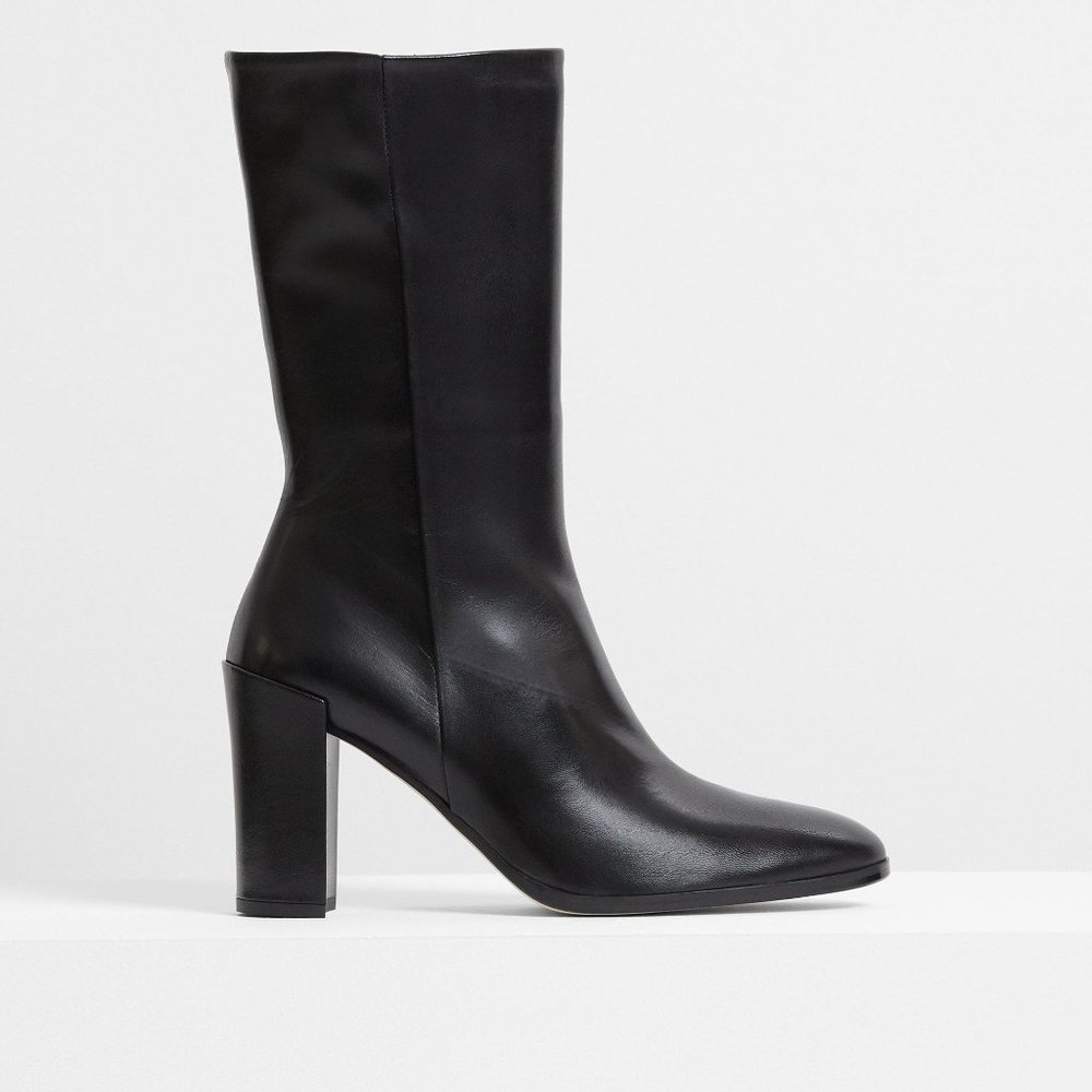 Theory Mid Shaft Leather Boot in Black